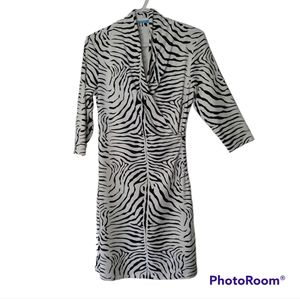 J McLaughlin Zebra Print Cross Over Fitted Dress Catalina Cloth Womens Size S